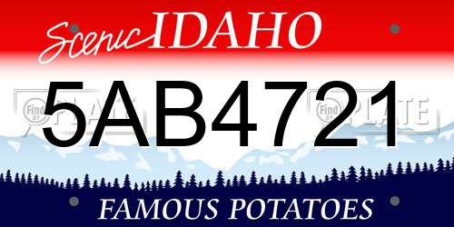 5AB4721 Idaho License Plate