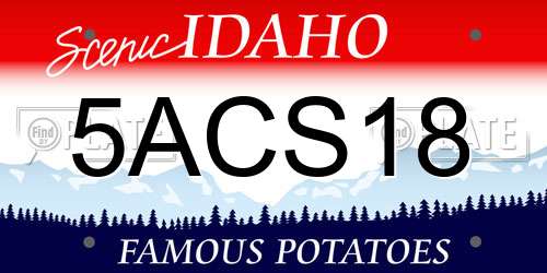 5ACS18 Idaho License Plate