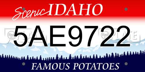 5AE9722 Idaho License Plate