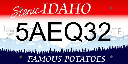 5AEQ32 Idaho License Plate