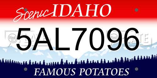 5AL7096 Idaho License Plate