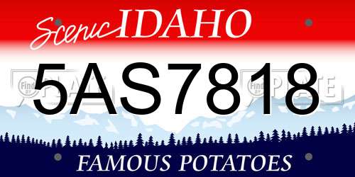5AS7818 Idaho License Plate
