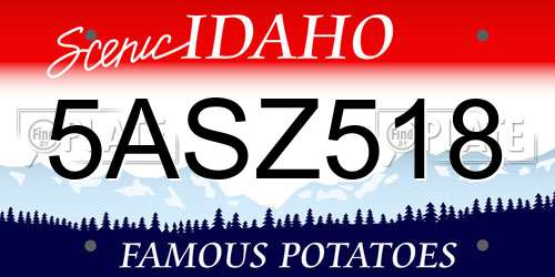 5ASZ518 Idaho License Plate