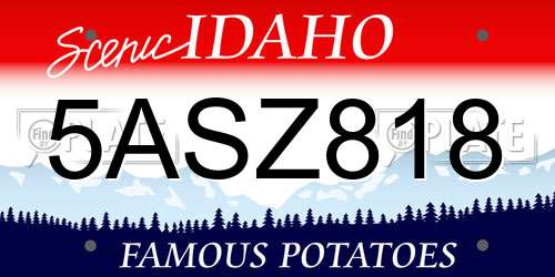 5ASZ818 Idaho License Plate