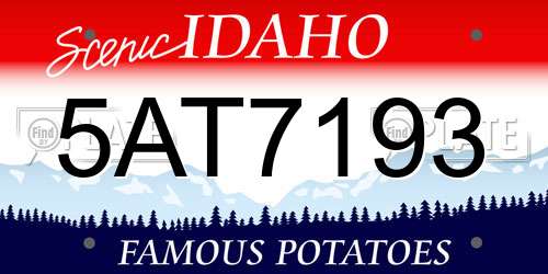 5AT7193 Idaho License Plate
