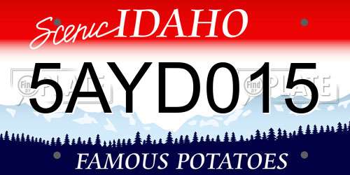 5AYD015 Idaho License Plate