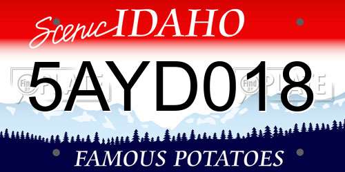 5AYD018 Idaho License Plate