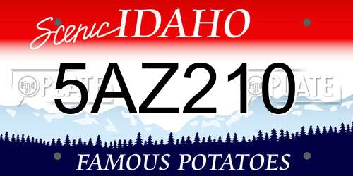 5AZ210 Idaho License Plate