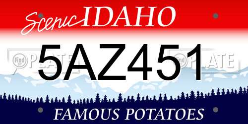 5AZ451 Idaho License Plate