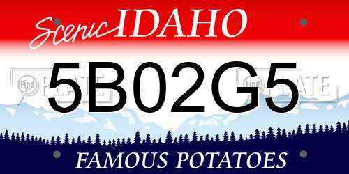 5B02G5 Idaho License Plate