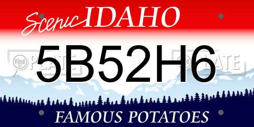 5B52H6 Idaho License Plate