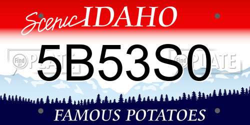 5B53S0 Idaho License Plate