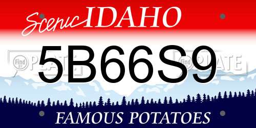 5B66S9 Idaho License Plate