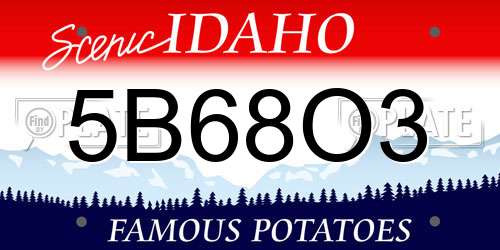 5B68O3 Idaho License Plate
