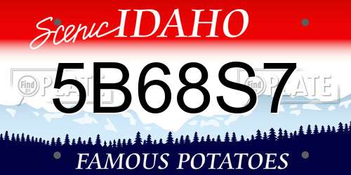 5B68S7 Idaho License Plate