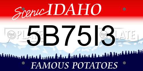 5B75I3 Idaho License Plate