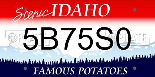 5B75S0 Idaho License Plate