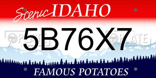 5B76X7 Idaho License Plate