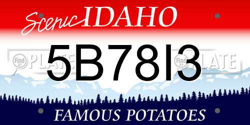 5B78I3 Idaho License Plate