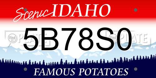 5B78S0 Idaho License Plate