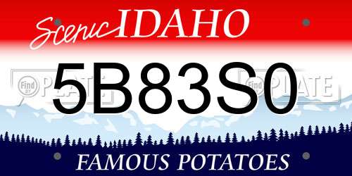 5B83S0 Idaho License Plate