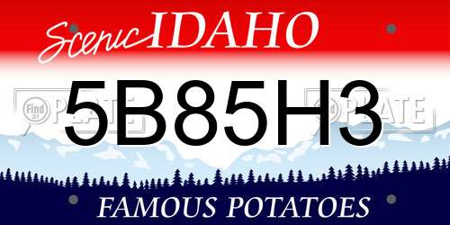 5B85H3 Idaho License Plate