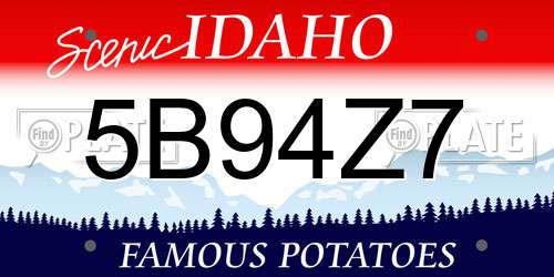 5B94Z7 Idaho License Plate