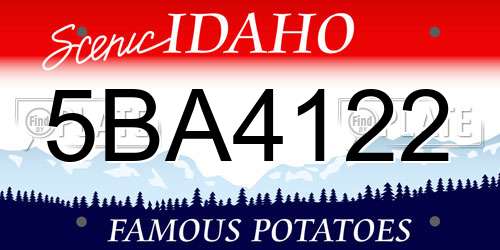 5BA4122 Idaho License Plate