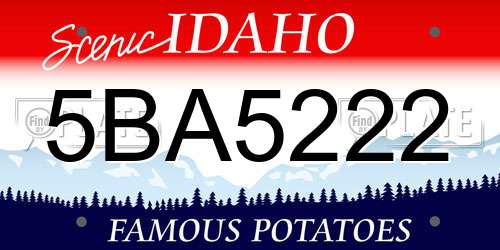 5BA5222 Idaho License Plate