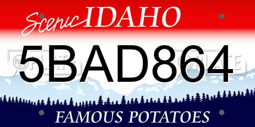 5BAD864 Idaho License Plate