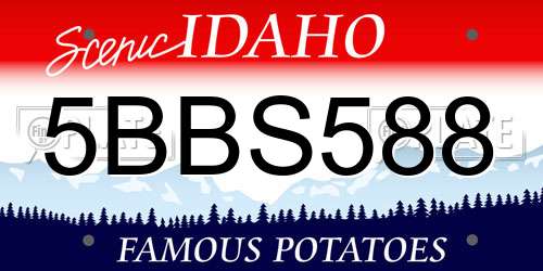 5BBS588 Idaho License Plate
