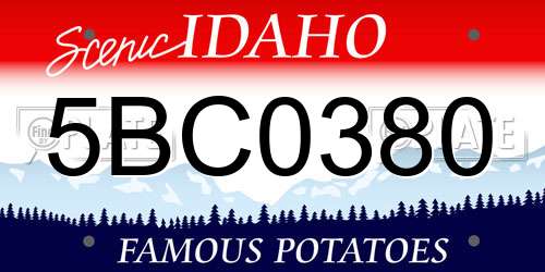 5BC0380 Idaho License Plate