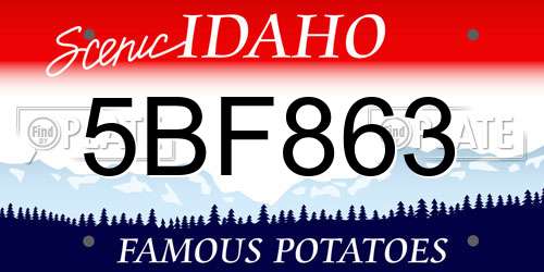 5BF863 Idaho License Plate