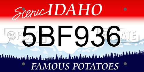 5BF936 Idaho License Plate