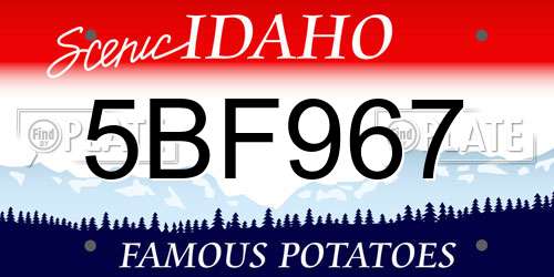 5BF967 Idaho License Plate