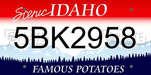5BK2958 Idaho License Plate