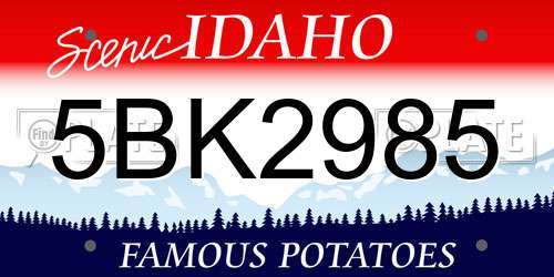 5BK2985 Idaho License Plate