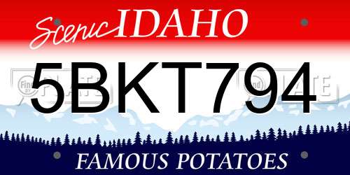 5BKT794 Idaho License Plate