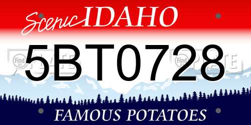 5BT0728 Idaho License Plate
