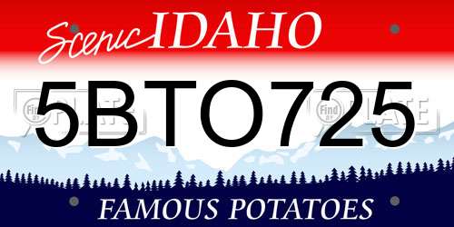 5BTO725 Idaho License Plate