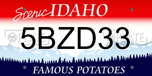 5BZD33 Idaho License Plate