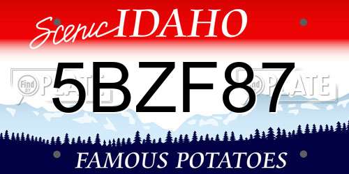 5BZF87 Idaho License Plate