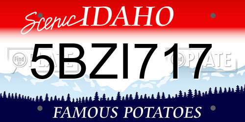 5BZI717 Idaho License Plate