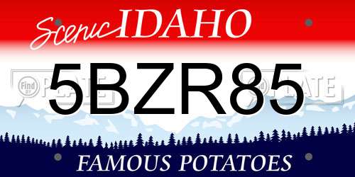 5BZR85 Idaho License Plate