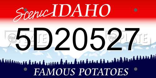 5D20527 Idaho License Plate