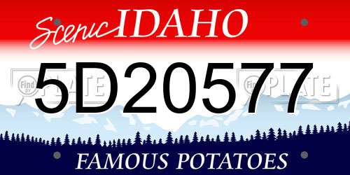 5D20577 Idaho License Plate