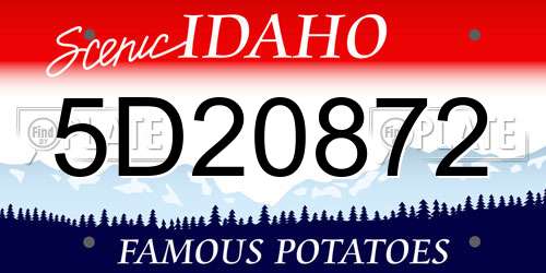5D20872 Idaho License Plate