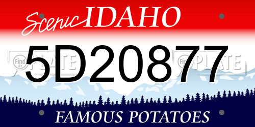 5D20877 Idaho License Plate