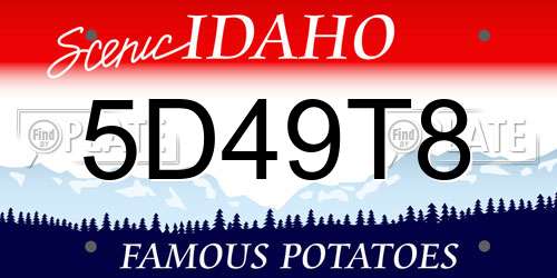 5D49T8 Idaho License Plate
