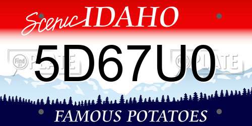 5D67U0 Idaho License Plate